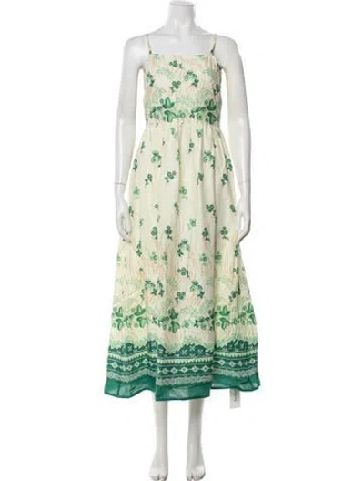 Pre-owned Banjanan Floral Print Midi Length Dress W/ Tags In Green
