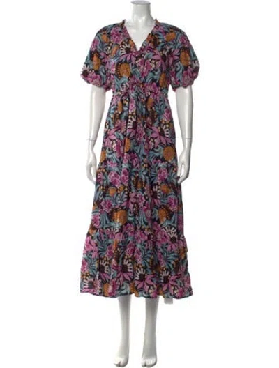 Pre-owned Banjanan Floral Print Midi Length Dress W/ Tags In Multicolor