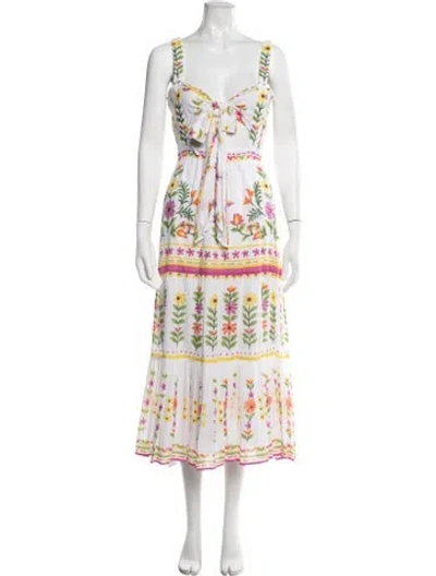 Pre-owned Banjanan Floral Print Midi Length Dress W/ Tags In Neutrals