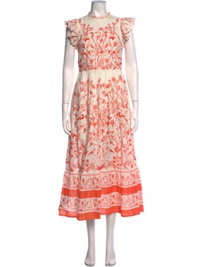 Pre-owned Banjanan Floral Print Midi Length Dress W/ Tags In Pink