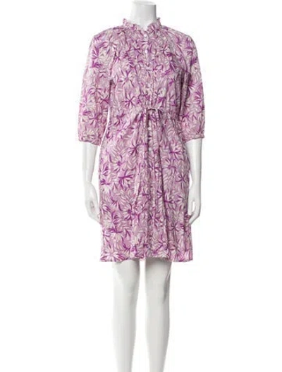 Pre-owned Banjanan Floral Print Midi Length Dress W/ Tags In Purple