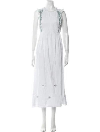 Pre-owned Banjanan Floral Print Midi Length Dress In White