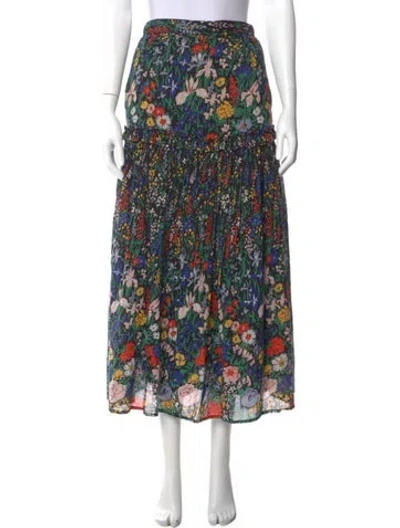 Pre-owned Banjanan Floral Print Midi Length Skirt In Black