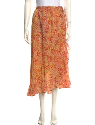 Pre-owned Banjanan Floral Print Midi Length Skirt In Pink