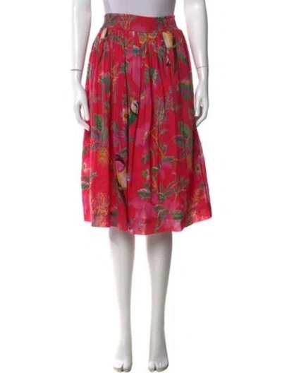 Pre-owned Banjanan Floral Print Midi Length Skirt In Pink