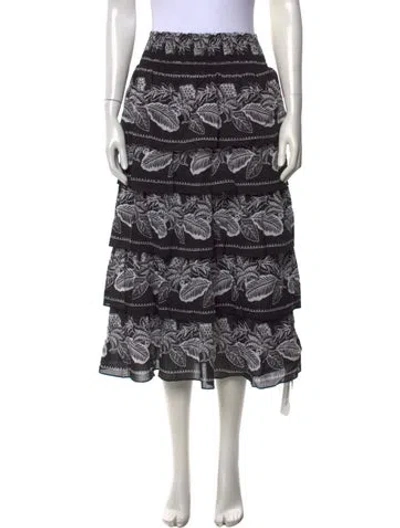 Pre-owned Banjanan Floral Print Midi Length Skirt W/ Tags In Black