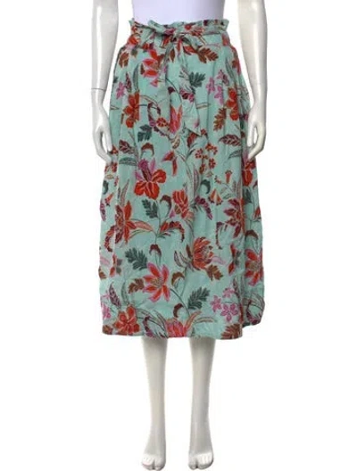 Pre-owned Banjanan Floral Print Midi Length Skirt W/ Tags In Green