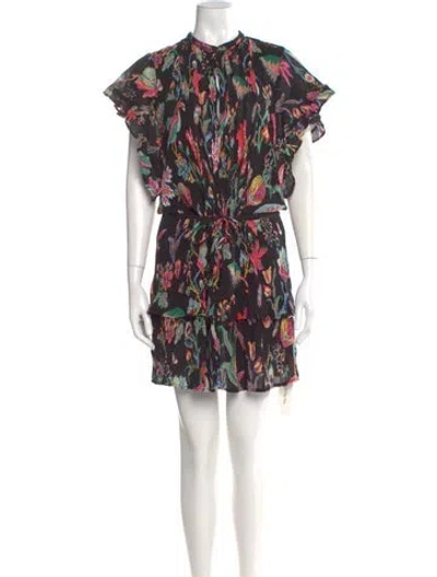 Pre-owned Banjanan Floral Print Mini Dress In Black