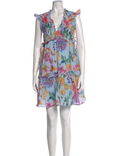 Pre-owned Banjanan Floral Print Mini Dress In Blue