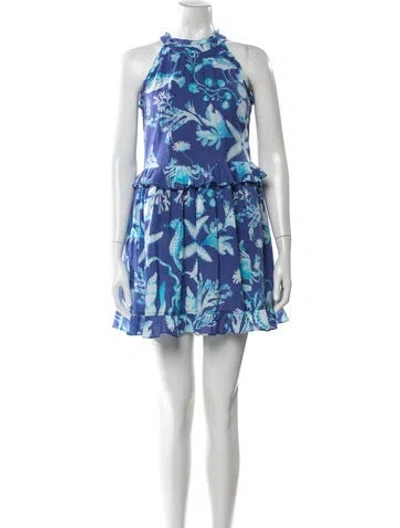 Pre-owned Banjanan Floral Print Mini Dress In Blue