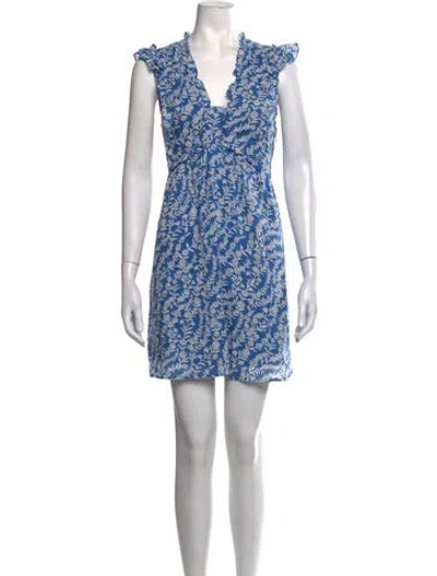 Pre-owned Banjanan Floral Print Mini Dress In Blue