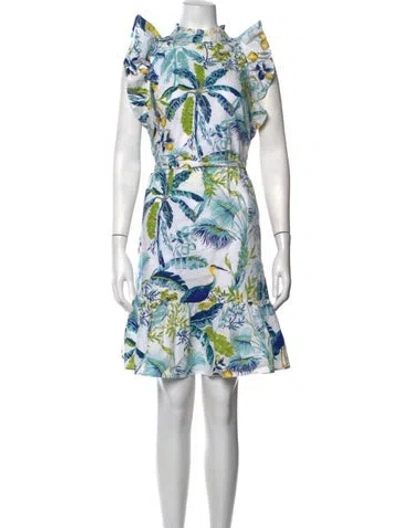 Pre-owned Banjanan Floral Print Mini Dress In Blue