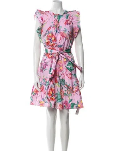 Pre-owned Banjanan Floral Print Mini Dress In Blue/green/pink