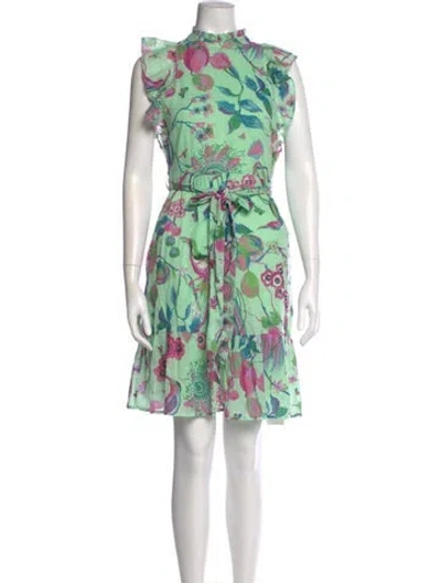 Pre-owned Banjanan Floral Print Mini Dress In Green