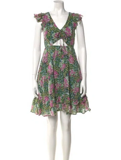 Pre-owned Banjanan Floral Print Mini Dress In Green