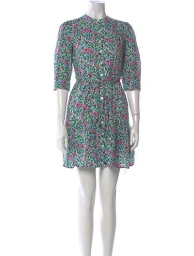 Pre-owned Banjanan Floral Print Mini Dress In Green
