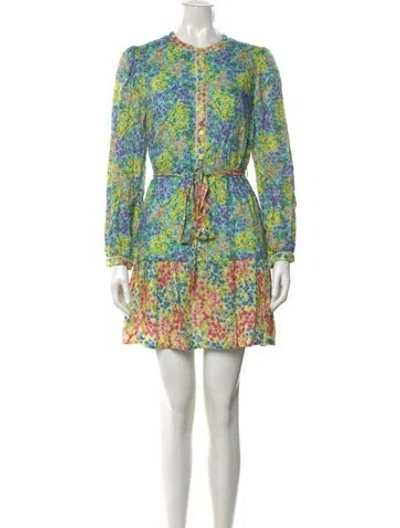 Pre-owned Banjanan Floral Print Mini Dress In Green