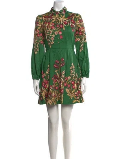 Pre-owned Banjanan Floral Print Mini Dress In Green