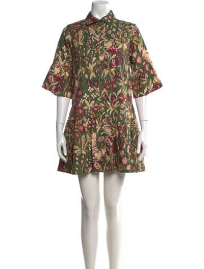 Pre-owned Banjanan Floral Print Mini Dress In Green