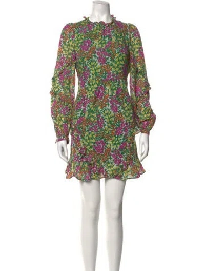 Pre-owned Banjanan Floral Print Mini Dress In Green