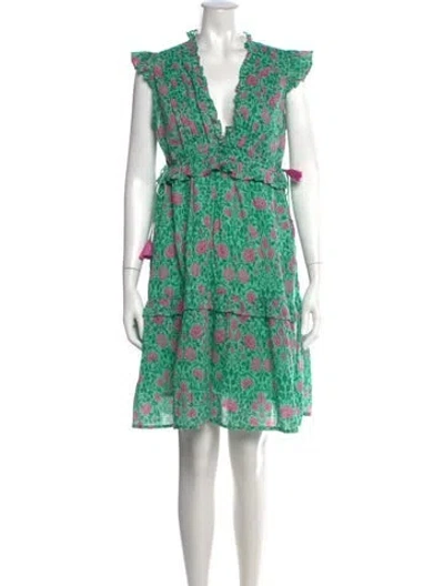 Pre-owned Banjanan Floral Print Mini Dress In Green