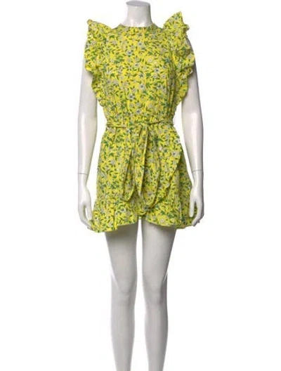 Pre-owned Banjanan Floral Print Mini Dress In Green/white/yellow