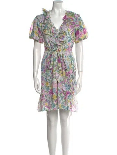 Pre-owned Banjanan Floral Print Mini Dress In Neutral