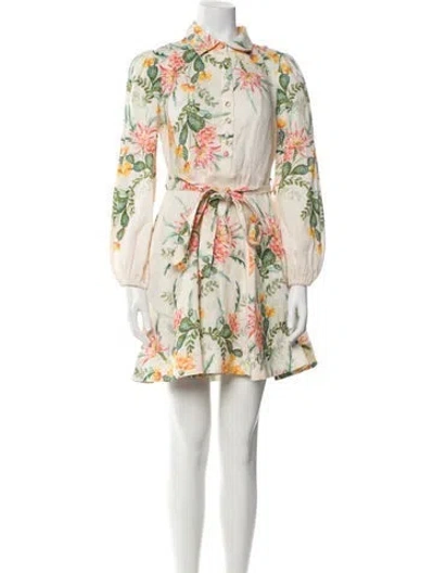 Pre-owned Banjanan Floral Print Mini Dress In Neutral