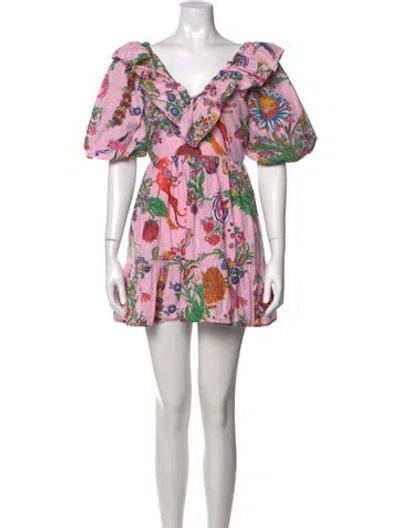 Pre-owned Banjanan Floral Print Mini Dress In Pink