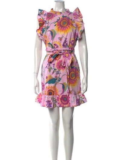 Pre-owned Banjanan Floral Print Mini Dress In Pink/purple