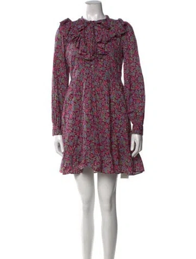 Pre-owned Banjanan Floral Print Mini Dress In Purple
