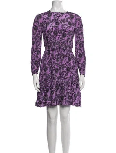 Pre-owned Banjanan Floral Print Mini Dress In Purple