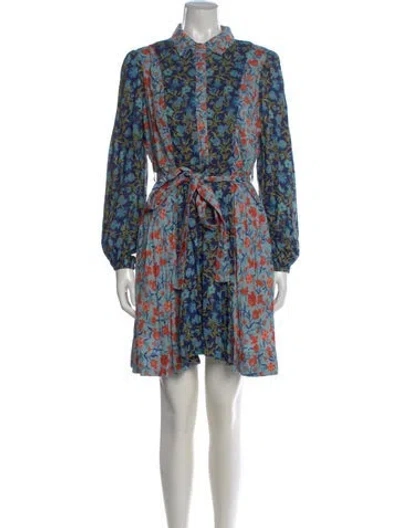 Pre-owned Banjanan Floral Print Mini Dress W/ Tags In Blue