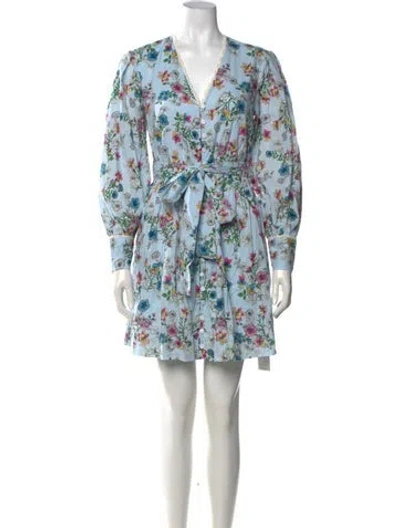 Pre-owned Banjanan Floral Print Mini Dress W/ Tags In Blue