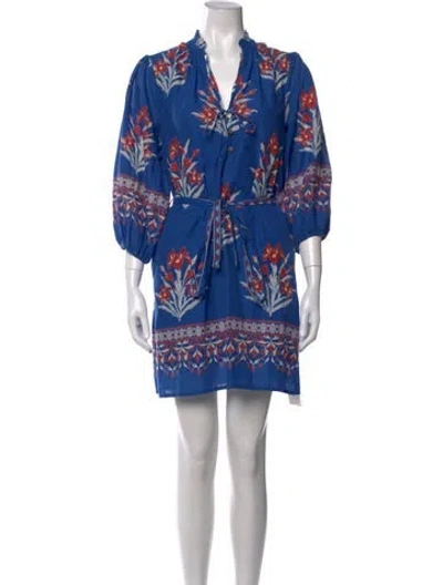 Pre-owned Banjanan Floral Print Mini Dress W/ Tags In Blue