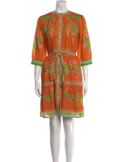 Pre-owned Banjanan Floral Print Mini Dress W/ Tags In Orange