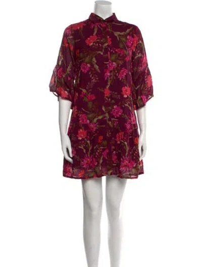 Pre-owned Banjanan Floral Print Mini Dress W/ Tags In Purple