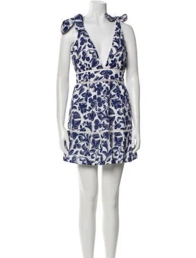 Pre-owned Banjanan Floral Print Mini Dress In White