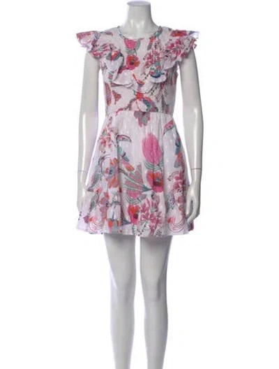 Pre-owned Banjanan Floral Print Mini Dress In White