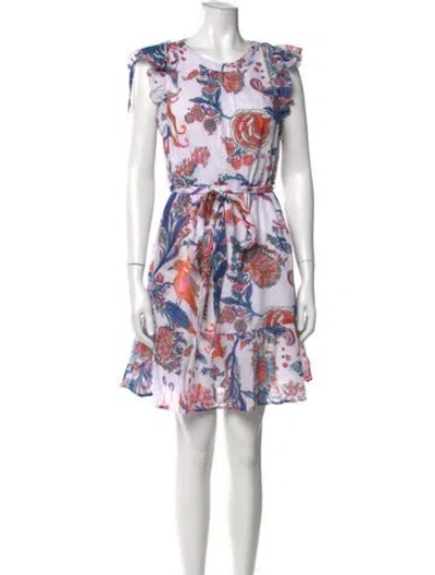 Pre-owned Banjanan Floral Print Mini Dress In White