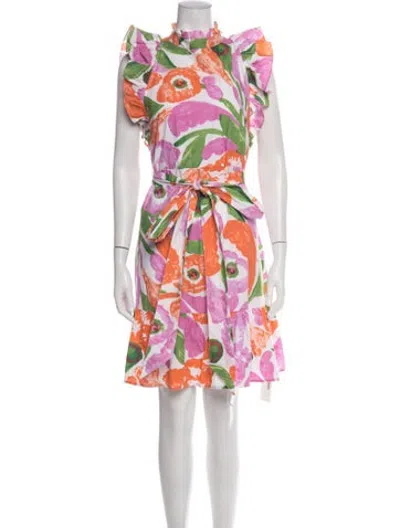 Pre-owned Banjanan Floral Print Mini Dress In White