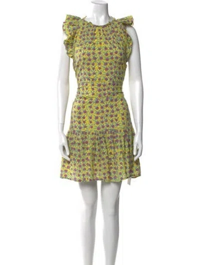 Pre-owned Banjanan Floral Print Mini Dress In Yellow