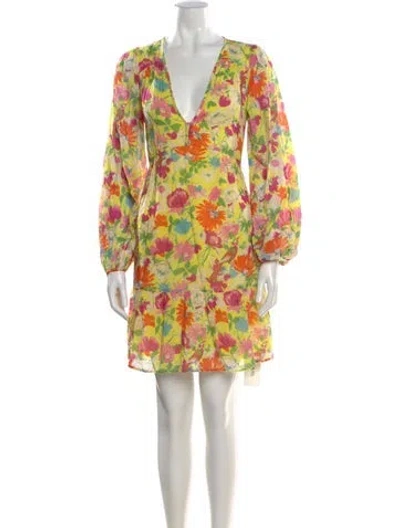 Pre-owned Banjanan Floral Print Mini Dress In Yellow