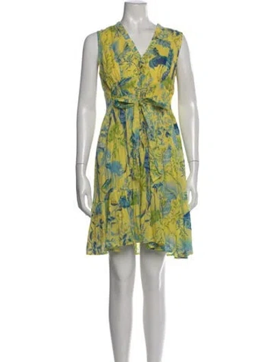 Pre-owned Banjanan Floral Print Mini Dress In Yellow