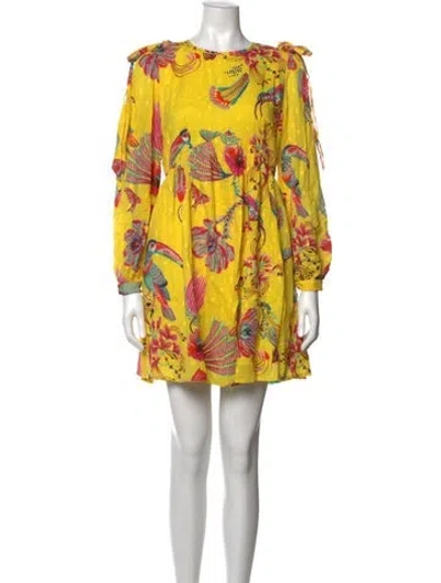 Pre-owned Banjanan Floral Print Mini Dress In Yellow