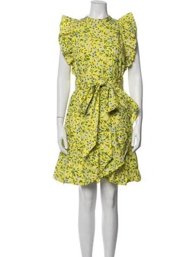 Pre-owned Banjanan Floral Print Mini Dress In Yellow
