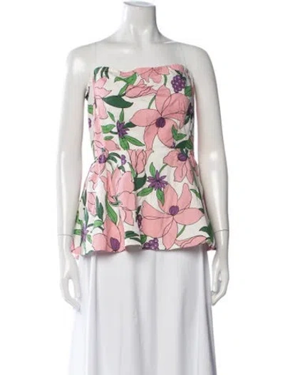 Pre-owned Banjanan Floral Print Strapless Blouse In Pink