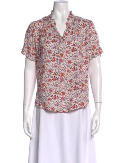 Pre-owned Banjanan Floral Print V-neck Blouse In Multi
