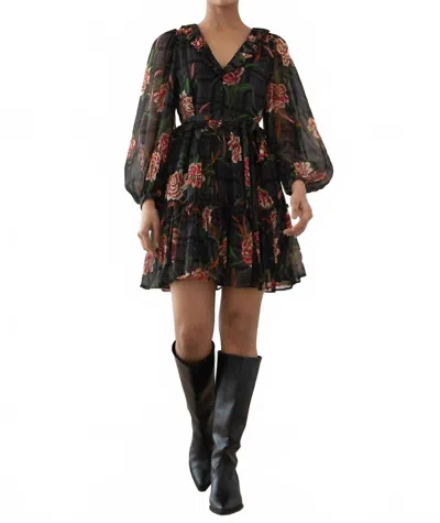 Banjanan Florence Long Sleeve Dress In Meteorite In Black