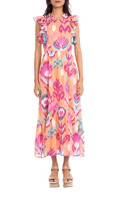 Pre-owned Banjanan Hannah Dress For Women In Ikat Floral Spice